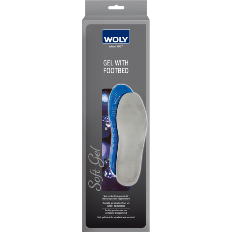 Woly Gel With Footbed, anatomisk softgel sula med mikrofibervelour för komfort och dämpning.