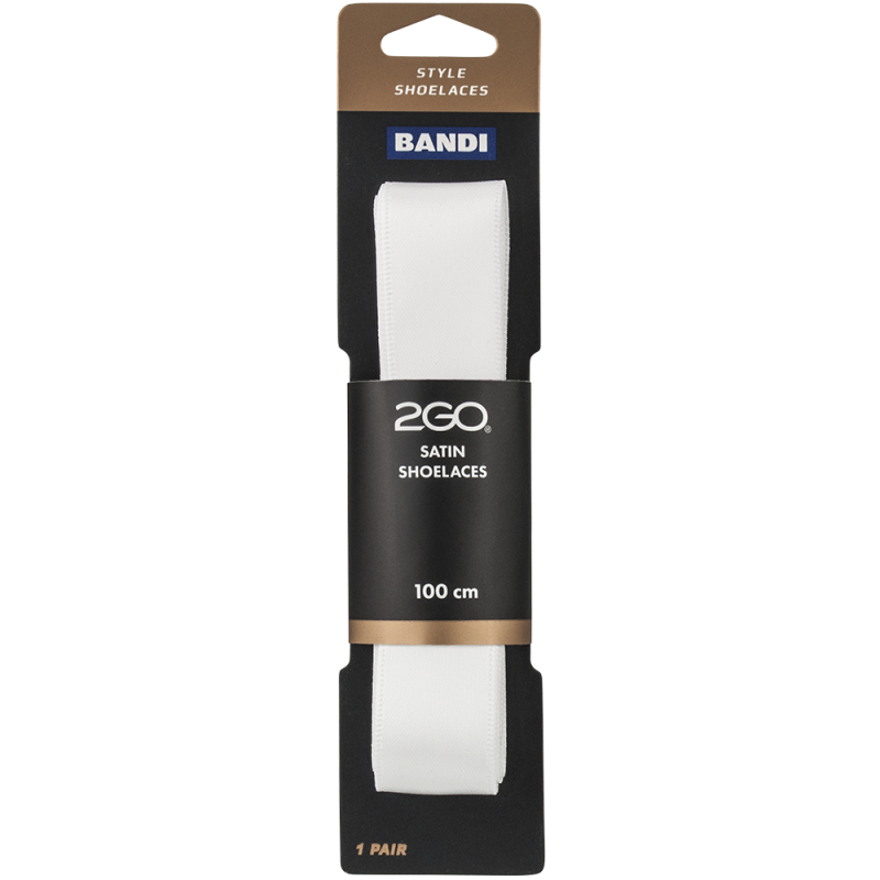2GO Satin Skosnören 100 cm – Vita och eleganta för sneakers och finskor