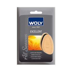 Exklusiv läderhalvsula från Woly med kolfilter och latex för komfort.