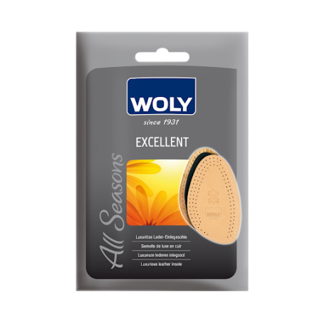 Exklusiv läderhalvsula från Woly med kolfilter och latex för komfort.