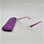 Rimless läsglasögon med lila fodral – flera styrkor tillgängliga