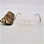 Rimless läsglasögon med tiger-mönstrat fodral – styrka +1.50 till +2.00