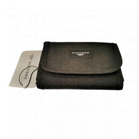 Dockers plånbok tyg svart 12,5 x 9 cm sportig plånbok med flera kortfack