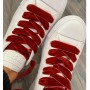 Mjuka mörkgrå skosnören i sammet för sneakers och finskor