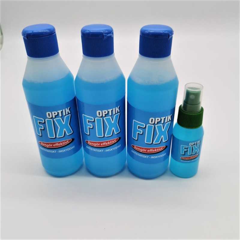 Glasögonrengöring alkoholfri 3 x 300 ml + 100 ml spray – Optik Fix