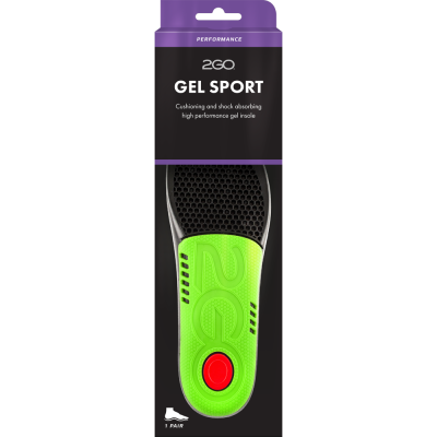 2GO Gel Sport-Stötdämpande sulor för optimal stöd. Håller foten på plats.