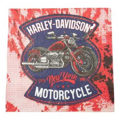 Harley Davidson 3-lags servetter med klassiskt tryck – 33x33 cm, 20-pack.