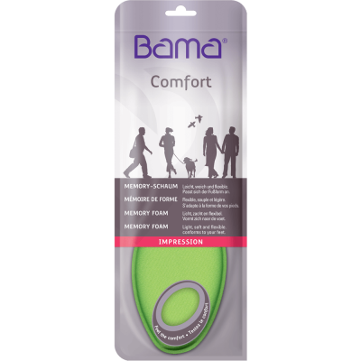 Bama Memory Foam inläggssula med ventilerande viskos och anti-glid gel.