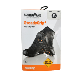 Springyard Steady Grip+ helfotsskydd med 7 dubbar för maximalt grepp på is och snö.