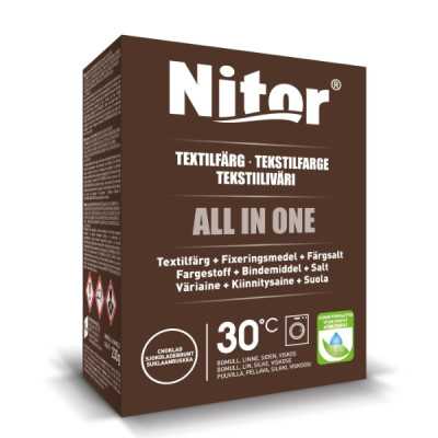 Nitor Textilfärg 350g All In One Choklad – Komplett lösning för varm och hållbar chokladbrun färg