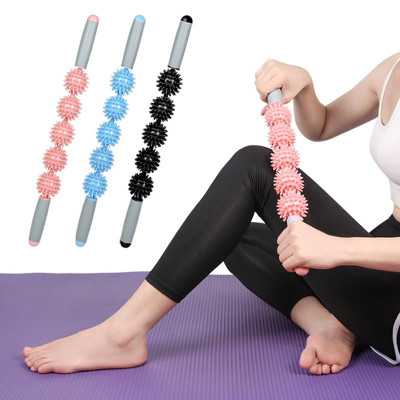 Massage Roller Stick med 5 bollar – Anti-cellulit och blodcirkulationsförbättrande redskap i plast.