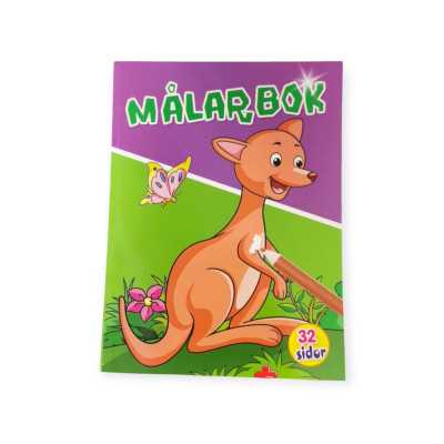 Målarbok Roliga Djur – Kängurumotiv att färglägga, perfekt för barn som älskar djur och kreativt skapande.