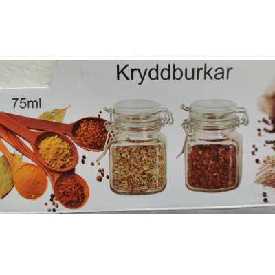 Kryddburk 75 ml – Glasburk med spännlås i metall, lufttät förvaring för kryddor och örter.