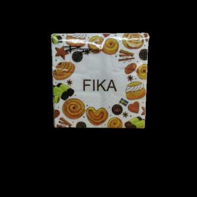 Kaffeservetter med texten Fika – 3-lags, 25x25 cm, 20-pack.