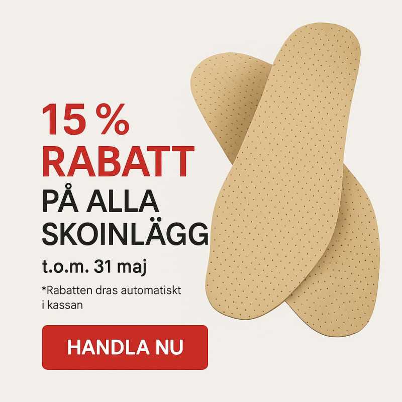 15 % rabatt på alla skoinlägg