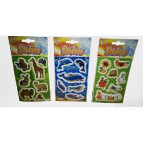 3D-stickers med djurmotiv – savann, hav och bondgård, 3 ark