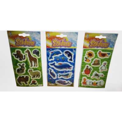 3D-stickers med djurmotiv – savann, hav och bondgård, 3 ark