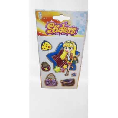 3D stickers med tjej, väskor och stjärnmotiv