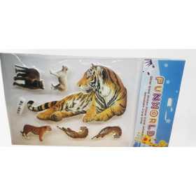 3D-stickers med glitter och tigermotiv på genomskinlig plastkarta
