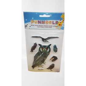 3D-stickers med ugglemotiv i glitter på transparent plastkarta