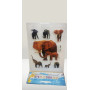 Självhäftande 3D-stickers med elefanter i olika poser på transparent plastkarta