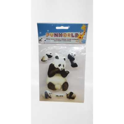 Självhäftande 3D-stickers med pandor i olika poser på transparent plastkarta