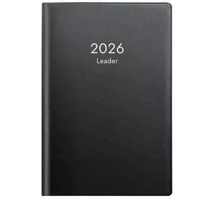 Fickkalender Leader svart plast 2026 spiralbunden veckokalender