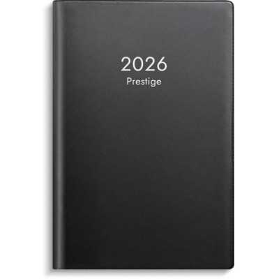 Kalender Prestige 2026 svart plast med veckouppslag