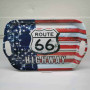 Retro bricka med handtag – Route 66 Gas Station-design, 36 x 25 cm, slitstarkt melamin.