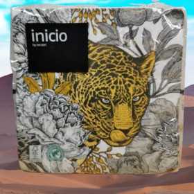 Inicio Golden Tiger servetter med guldigt tigermotiv – 33x33 cm 3-lags servetter 20-pack för dukning och fest