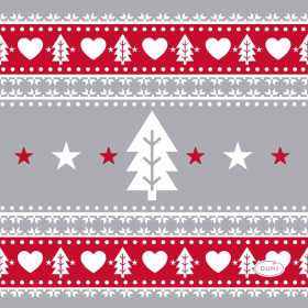 Duni kaffeservetter julmotiv 24x24 cm med röda hjärtan, granar och stjärnor – 3-lags servetter 20-pack