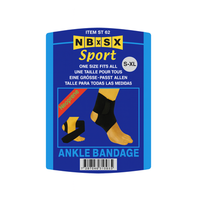 Ankelbandage i neopren NBXSX Sport för stöd och kompression, förpackning S–XL