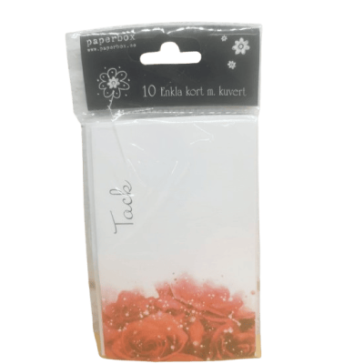 Enkla tackkort med rosmotiv och kuvert