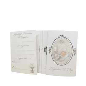 Mini kort inbjudan till dop med kuvert, 5-pack