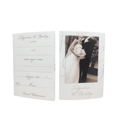 Dubbla mini kort inbjudan till bröllop med kuvert, 5-pack