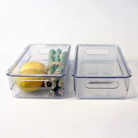 Kylskåpsförvaring stapelbar plastlåda med lock för kylskåp