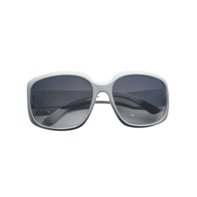 Damsolglasögon i vit plast stor modell med tonade glas 14 cm