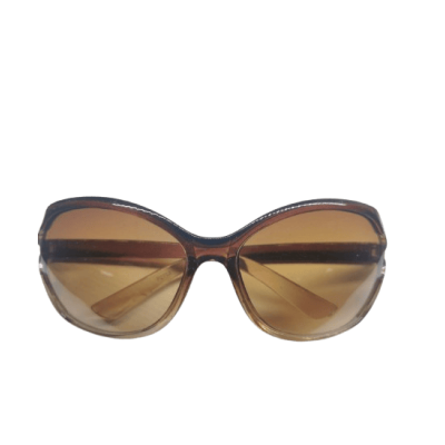 Damsolglasögon i ljusbrun plast stor modell med tonade glas 14 cm