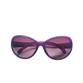 Damsolglasögon i lila plast stor modell med tonade glas 14 cm