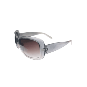 Damsolglasögon i grå transparent plast stor modell med tonade glas 14 cm