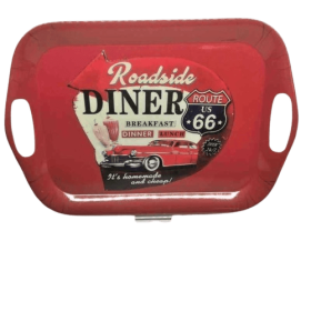 Röd Route 66 Roadside Diner-bricka i melamin 36x25 cm