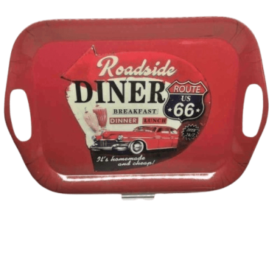 Röd Route 66 Roadside Diner-bricka i melamin 36x25 cm