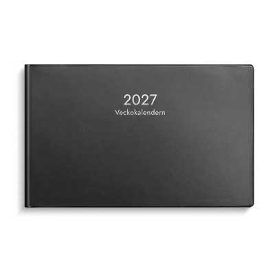 Veckokalendern 2027 i svart plast från Burde i stående format.