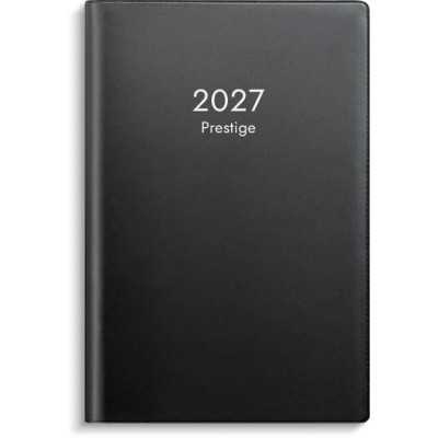 Fickkalender Prestige 2027 i svart plast i smidigt fickformat.
