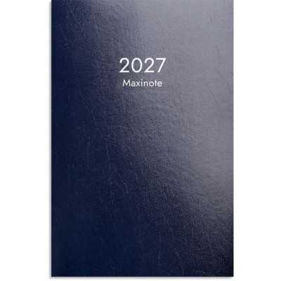 Kalender Maxinote 2027 blå i tunt och smidigt fickformat.