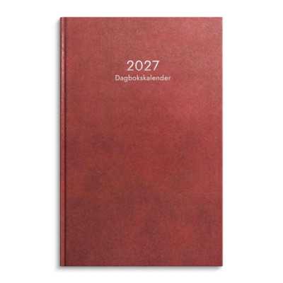 Dagbokskalender 2027 i rött konstläder från Burde