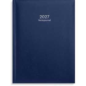 Stor veckojournal 2027 i blått konstläder från Burde