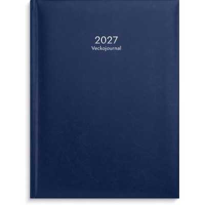 Stor veckojournal 2027 i blått konstläder från Burde