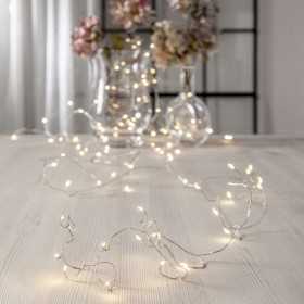 Star Trading Dew Drop ljusslinga 6 meter med 100 LED på silverfärgad krabbkabel