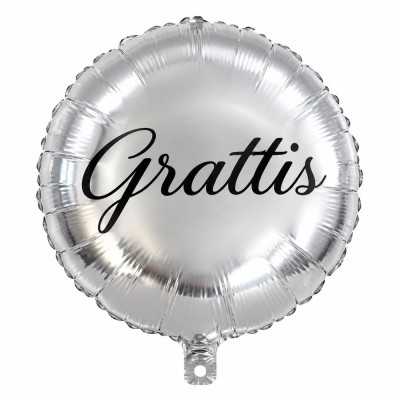 Folieballong Grattis 30 cm – silverfärgad kalasballong